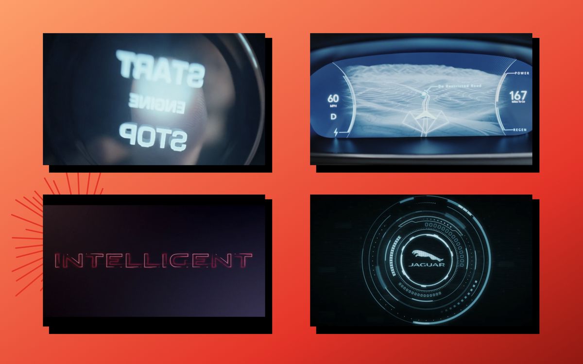Frames from the intelligent chapter, the start button, the instrument display and the animated title