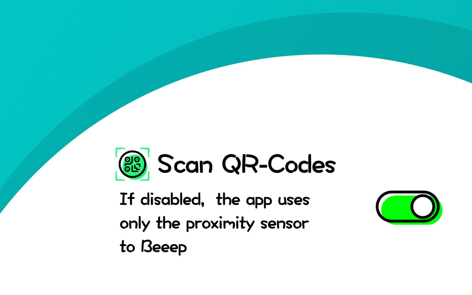 The setting that turns QR scanning off so the app beeps from the proximity sensor alone