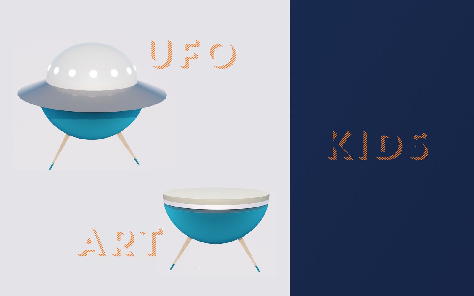 Two concept variants, a UFO shaped version and a bright children's version
